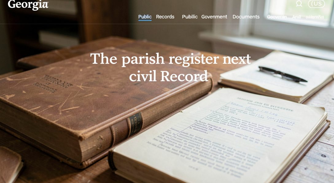 A clothbound parish register open to a page of handwritten baptism entries in faded ink